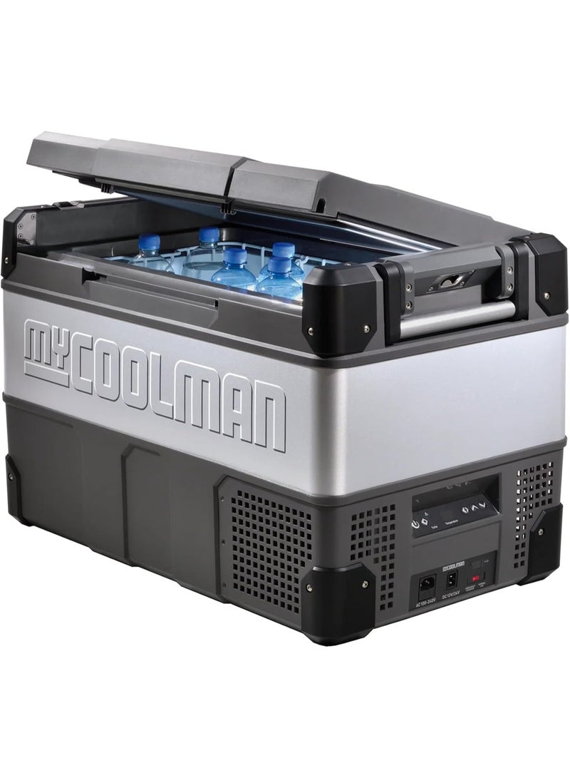 myCOOLMAN 60 "الكل في واحد" – ثلاجة ومجمد محمولة بسعة 60 لتر، 12/24 فولت DC و240 فولت AC، تحكم عبر تطبيق بلوتوث، حماية البطارية وتصميم منخفض، منفذ USB، تبريد من -22 °C إلى +10 °C - Image 1
